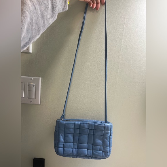 Zara Handbags - Zara Light Blue Woven Crossbody Bag